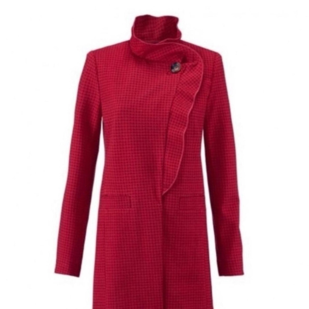 Vintage Cabi Red Houndstooth Trench Coat
